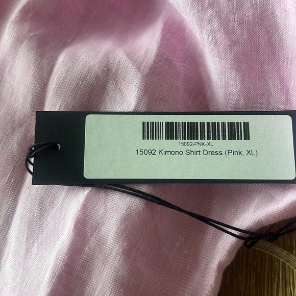 KAL RIEMAN KIMONO SHIRT DRESS, NWT, short sleeve, collared, light pink, size XL - Picture 6 of 14